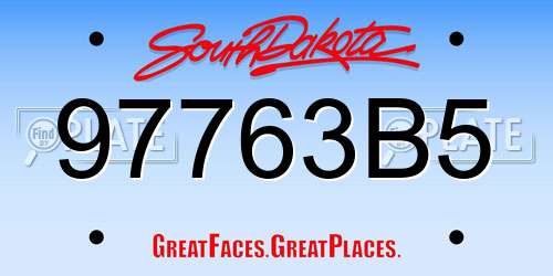 97763B5 South Dakota License Plate