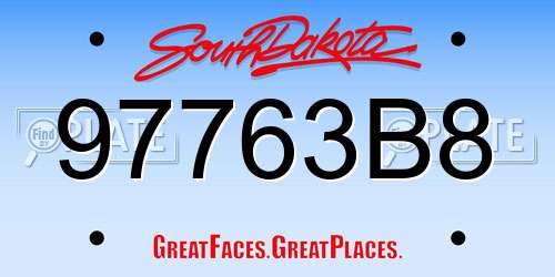 97763B8 South Dakota License Plate
