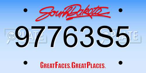 97763S5 South Dakota License Plate