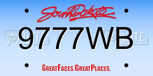 9777WB South Dakota License Plate