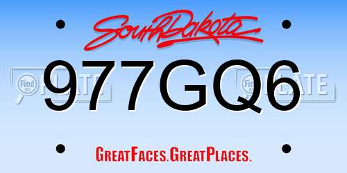 977GQ6 South Dakota License Plate