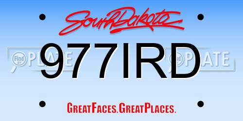 977IRD South Dakota License Plate