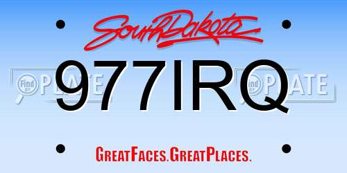 977IRQ South Dakota License Plate