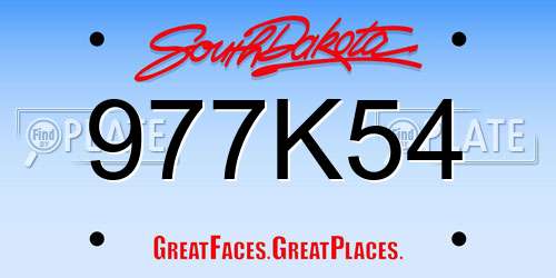 977K54 South Dakota License Plate