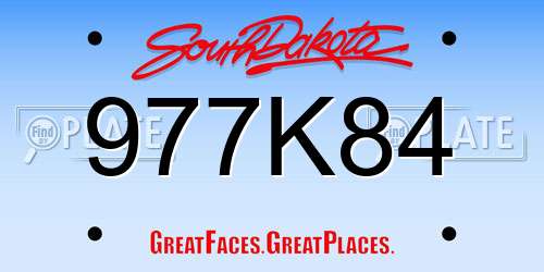 977K84 South Dakota License Plate