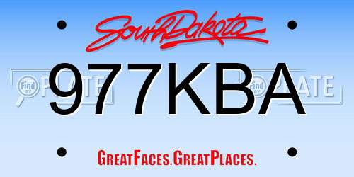 977KBA South Dakota License Plate