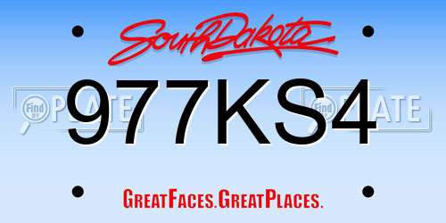 977KS4 South Dakota License Plate
