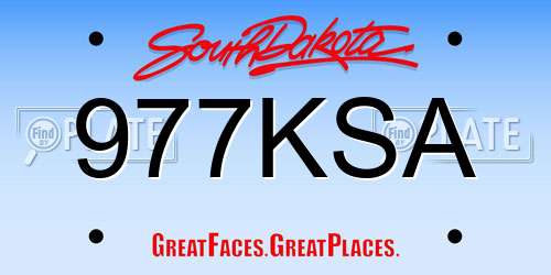 977KSA South Dakota License Plate