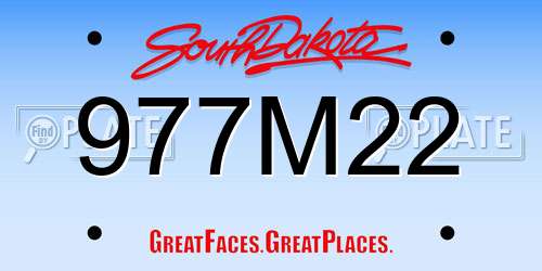 977M22 South Dakota License Plate