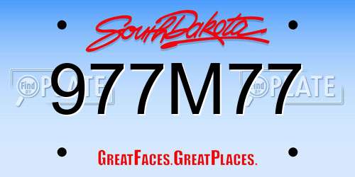 977M77 South Dakota License Plate