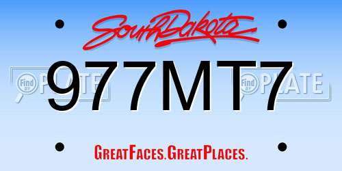 977MT7 South Dakota License Plate