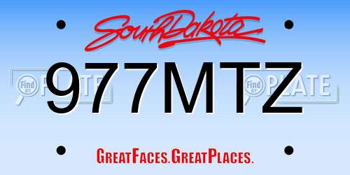 977MTZ South Dakota License Plate