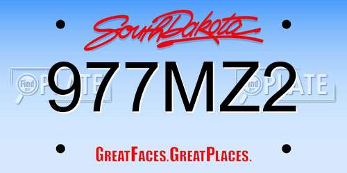 977MZ2 South Dakota License Plate