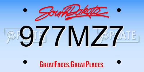 977MZ7 South Dakota License Plate