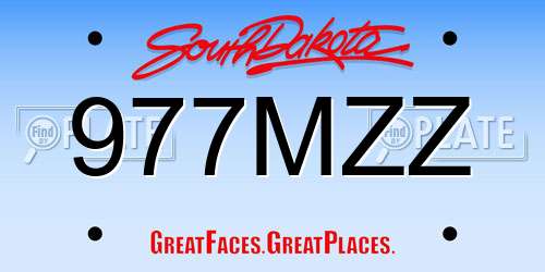 977MZZ South Dakota License Plate