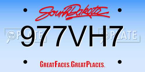 977VH7 South Dakota License Plate