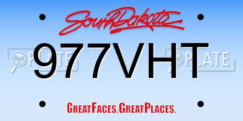 977VHT South Dakota License Plate