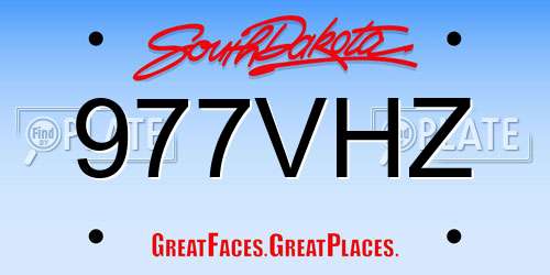 977VHZ South Dakota License Plate