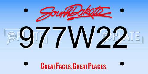 977W22 South Dakota License Plate