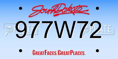 977W72 South Dakota License Plate