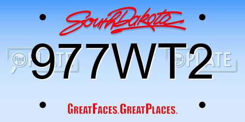 977WT2 South Dakota License Plate