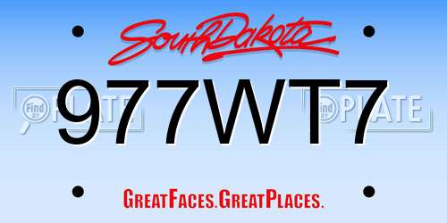 977WT7 South Dakota License Plate