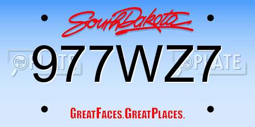 977WZ7 South Dakota License Plate