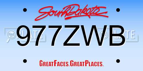 977ZWB South Dakota License Plate
