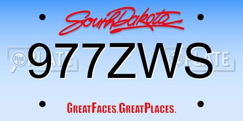 977ZWS South Dakota License Plate