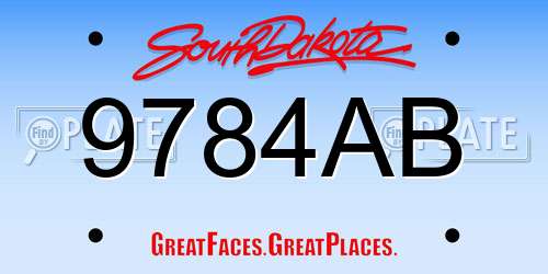 9784AB South Dakota License Plate