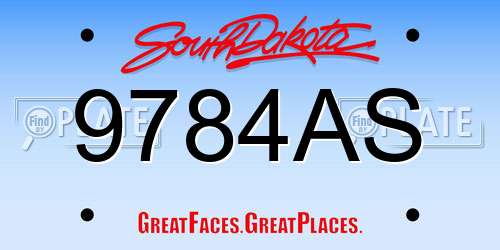 9784AS South Dakota License Plate
