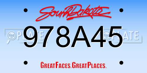 978A45 South Dakota License Plate