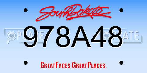 978A48 South Dakota License Plate