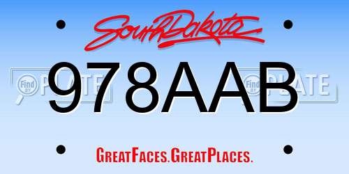 978AAB South Dakota License Plate