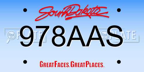 978AAS South Dakota License Plate