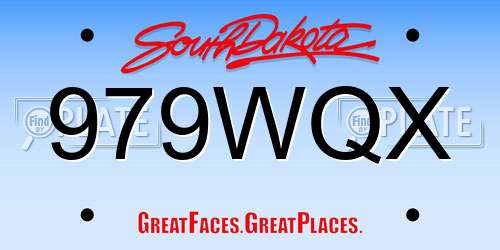 979WQX South Dakota License Plate