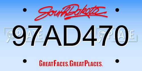 97AD470 South Dakota License Plate