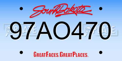 97AO470 South Dakota License Plate