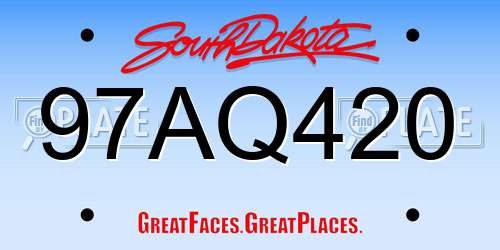 97AQ420 South Dakota License Plate
