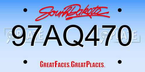 97AQ470 South Dakota License Plate