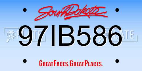 97IB586 South Dakota License Plate