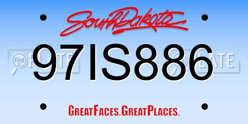 97IS886 South Dakota License Plate