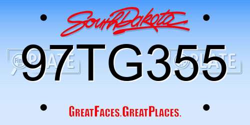97TG355 South Dakota License Plate
