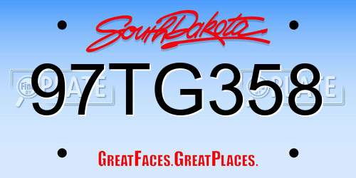 97TG358 South Dakota License Plate