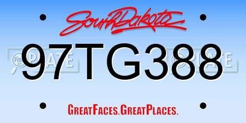 97TG388 South Dakota License Plate
