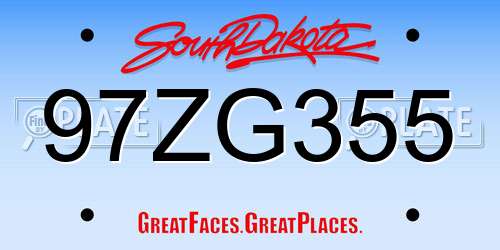 97ZG355 South Dakota License Plate