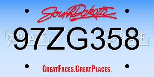 97ZG358 South Dakota License Plate