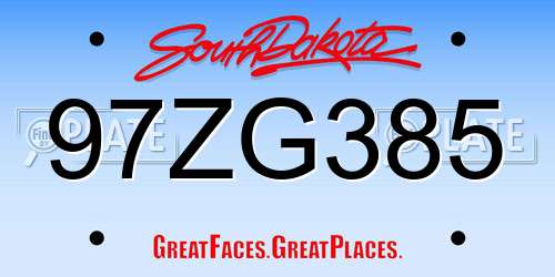 97ZG385 South Dakota License Plate