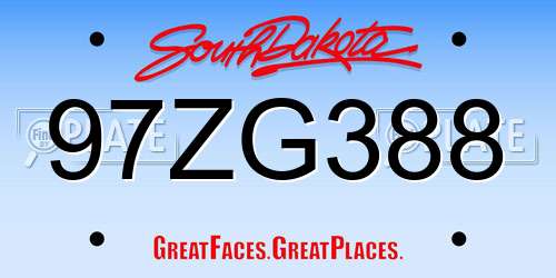 97ZG388 South Dakota License Plate