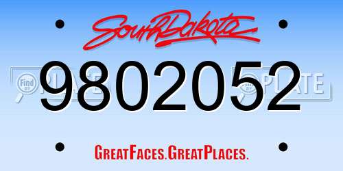 9802052 South Dakota License Plate